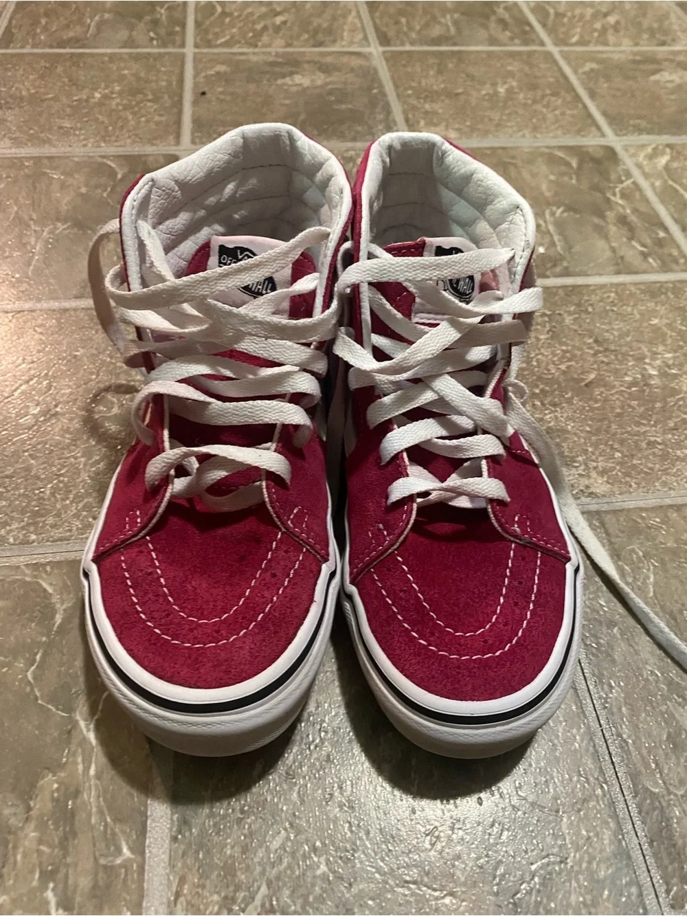 Vans Kids High-Top Sneakers in Red and White